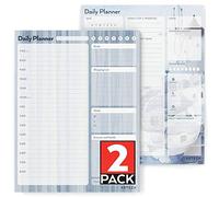 ARTEZA Planificador diario | 21,6 x 28 cm | Paquete de 2 blocs | 80 hojas x 2 | Papel de 100 gramos | Organizador diario para gestionar prioridades, comidas, tareas, ejercicio y citas del calendario