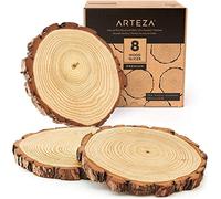 ARTEZA Rodajas de madera natural | 8 piezas | Diámetro 20-22 cm x 2 cm de grosor aprox. | Discos de madera para manualidades | Círculos lijados y pulidos | Ideales para pintar y como centros de mesa