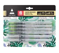 Arteza Set de Pinceles de Agua para Acuarela | Juego de 6 con Puntas Variadas y Depósito de Agua para Pintar