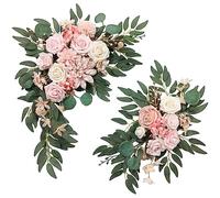 ARTFLWS Juego de 2 arreglos de Flores Artificiales para Boda, Fiesta, Ceremonia de Bienvenida, Letrero y telón de Fondo de recepción, decoración Floral (Rosa)
