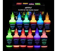 ARTFLY Glow in The Dark el juego de pintura brillante, contiene 12 colores de 30ml/1oz, con pigmentos ricos, perfecta para pintura de arte, proyectos de DIY y decolarciones festivales