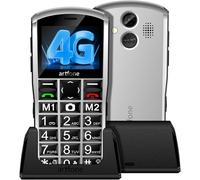 artfone A400 Plateado - 4G Teléfono Móvil para Mayores丨Movil con Teclas Grandes y Volumen Alto丨Dual SIM丨Botón SOS丨Base de Carga丨Batería 1800mAh丨Bloqueo de teclas丨Pantalla 2,4"丨Bluetooth丨Cámara de 2 MP