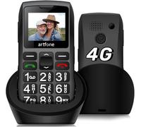 artfone C1+4G Negro - Volte Teléfono Móvil para Personas Mayores丨Senior Moviles de Teclas Grandes y Volumen Alto丨Contactos con Imágenes丨Botón SOS丨Base de Carga丨Bateria 1800mAH丨Anuncio de Hora por Voz