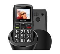 artfone C1+ gsm Teléfono Móvil para Personas Mayores丨Senior Móviles de Teclas Grandes丨Base de Carga丨Doble SIM丨FM Radio丨Llamada Rápida丨Botón SOS丨Volumen Alto丨Batería de 1800 mAh丨Bloqueo de teclas-Negro