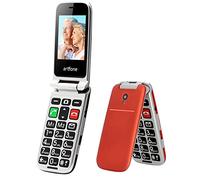 artfone CF241 - Teléfono móvil con tapa para personas mayores, teléfono simple con botón grande para personas mayores, teléfonos GSM, desbloqueados, sin SIM, con pantalla grande de 2.4 pulgadas (rojo)