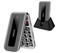 artfone F30 4G LTE Teléfono móvil de Tapa para Mayores丨Botones y Teclas Grandes丨Teléfono móvil para Ancianos de Pantalla 2,4" 丨Base de Carga丨Botón SOS丨Bateria 1300mAh丨Radio FM丨Bluetooth -Gris Plateado