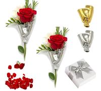 Artful - Broche de jarrón de flores, broche de flores para poner tú mismo, broche de solapa floral de moda para mujer, soporte de ramos de bricolaje, pines de solapa para sostener flores frescas o