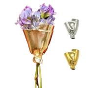 Artful Flower Vase Brooch,Wearable Flowers Bouquet Clip,Elegant Mini Bouquet Lapel Pin for Holding Fresh or Dried Bloom for Jacket Dress Coat,Unique Wedding Mother's Day Gift (Gold)