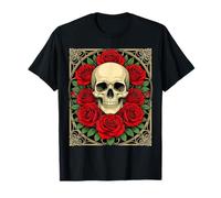 Artful Gótico Art Nouveau Cranium Y Rosas Camiseta