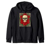 Artful Gótico Art Nouveau Cranium Y Rosas Sudadera con Capucha