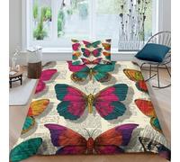 Artful Newspaper Cutouts of Butterflies in Bold Colors Juego De Ropa De Cama 3 Piezas,3D Fundas De Edredón,Microfibra Funda Nórdica Y Funda De Almohada, para Niño Niña Single（135x200cm）