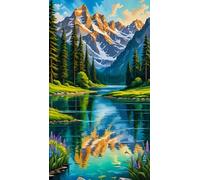 ARTGOTO Diamond Painting Cuadrado Adultos Grande Tamaño Kit Completo,40x70 cm Cuadros Pintura de Diamante para Adultos Paisajes Bosque de Montaña A,Con Diamond Painting Square Accesorios
