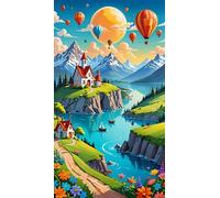 ARTGOTO Diamond Painting Cuadrado Adultos Grande Tamaño Kit Completo,40x70 cm Cuadros Pintura de Diamante para Adultos Paisajes Globo Aerostático A,Con Diamond Painting Square Accesorios