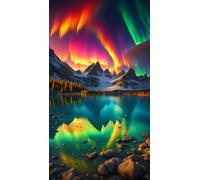 ARTGOTO Diamond Painting Cuadrado Adultos Grande Tamaño Kit Completo,40x70 cm Cuadros Pintura de Diamante para Adultos Paisajes Aurora Boreal A,Con Diamond Painting Square Accesorios