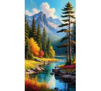 ARTGOTO Diamond Painting Cuadrado Adultos Grande Tamaño Kit Completo,40x70 cm Cuadros Pintura de Diamante para Adultos Paisajes Bosque de Montaña B,Con Diamond Painting Square Accesorios
