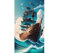 ARTGOTO Diamond Painting Cuadrado Adultos Grande Tamaño Kit Completo,40x70 cm Cuadros Pintura de Diamante para Adultos Barco A,Con Diamond Painting Square Accesorios para Decorar