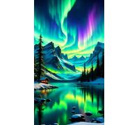 ARTGOTO Diamond Painting Cuadrado Adultos Grande Tamaño Kit Completo,40x70 cm Cuadros Pintura de Diamante para Adultos Paisajes Aurora Boreal B,Con Diamond Painting Square Accesorios