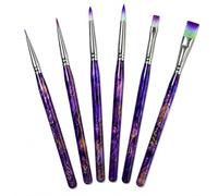 ARTGOTO Set de 6 Pinceles para Pintar por Números Adultos, 4 Pinceles Redondos Finos y 2 Planos, Pinceles de Detalle para Pintura Acrílica, Acuarela, Óleo, Miniaturas y Manualidades