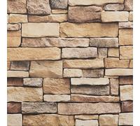 Arthome Vinilo Adhesivo Muebles Ladrillo Piedra,Papel Pintado Autoadhesivo Adhesivo Contacto Papel Decorativo para Revestimiento,Paredes,Chimeneas,Cocina,Pegatina Impermeable,Marrón,44cmx6m