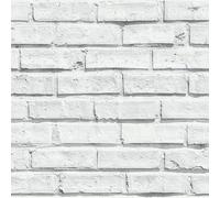 Arthouse 623004 Papel Pintado Ladrillo, Blanco, 53 cm x 10.05 m