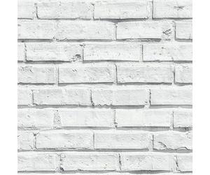 Arthouse 623004 Papel Pintado Ladrillo, Blanco, 53 cm x 10.05 m
