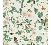 Botánica Papel Crema Múltiple 95502 Abejorro Senda Mariposa Flores Hojas
