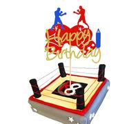 Arthsdite 1 decoración de pastel de cumpleaños de boxeo, guantes de boxeo, decoración de pasteles, suministros de decoración de pasteles de fiesta temática de cumpleaños