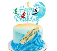Arthsdite 1 decoración para tarta de cumpleaños con diseño de tabla de surf, decoración para tarta de cumpleaños para verano, Hawaii, playa, surf, deportes, decoración de fiesta temática de surfistas,