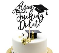 Arthsdite 1 decoración para tartas con texto en inglés "You Did It", decoración para tartas de clase de 2026, decoración de fiesta de graduación, color negro con purpurina