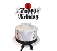 Arthsdite 1 decoración para tartas de karate, temática de Taekwondo, Kung Fu Sport Cake Topper, Karate Happy Birthday Party Supplies Sparkling Party Decor