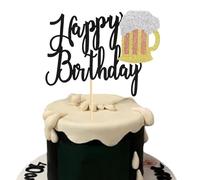 Arthsdite 1 taza de cerveza de feliz cumpleaños, decoración de pastel de cerveza, decoración de pastel para celebrar Glorymoment temática de cerveza, suministros de fiesta temática de cumpleaños