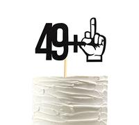 Arthsdite 49 + 1 decoración para tartas con purpurina de dedo medio, decoraciones para fiestas de cumpleaños de 50 años, divertidos suministros para fiestas de cumpleaños de cincuenta años