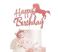Arthsdite Decoración para tarta de cumpleaños con diseño de caballo con temática de carreras de caballos para niños, niñas, hombres, mujeres, suministros de decoración de fiesta de cumpleaños para