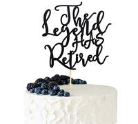 Arthsdite The Legend has Retired Cake Topper Goodbye Tension Hello Pension Cake Decor for Happy Retirement Despewell Party Decor Supplies - Negro Glitter