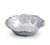 Arthur Court Metal Serving Bowl Grape Pattern Sand Casted in Aluminum with Artisan Quality Hand Polished Design Tarnish Free Diameter: 12 inch