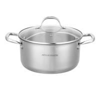 Arthur Martin Am3549 Marmite De Acero Inoxidable 24 Cm Con Tapa De Cristal, 5 L, Base Multicapa Apta Para Inducción, Asas Remachadas, Lavavajillas