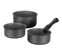 Arthur Martin AM777GM Batería de Cocina Conjunto de 3 sartenes 16-18-20 cm Matt Gray con 1 Manija extraíble, apta para inducción