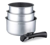 Arthur Martin AM777S - Juego de 3 cacerolas con revethement antiadherente (aluminio y mango extraíble)