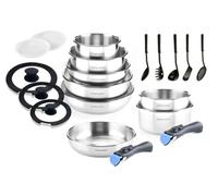 Arthur Martin AMBI20S - Batería de cocina para todo tipo de fuego, inducción, acero inoxidable, 20 unidades