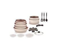 Arthur Martin - Batería de 18 unidades, 3 sartenes de 20 a 22 - 26 cm, 2 sartenes de 16 - 18 cm, 1 sartén de 24 cm, 1 wok de 28 cm, 1 tapa de cristal de 24 cm