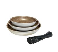 Arthur Martin - Juego de 3 sartenes de 20 a 24 a 28 cm + 1 asa, aluminio con revestimiento antiadherente, mango extraíble para todo tipo de fuegos, incluida inducción