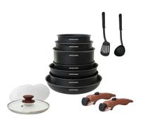 Batería De Cocina De 15 Piezas - Mango Extraíble Efecto Madera - Todas