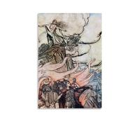 Arthur Rackham Siegfried Leaving Brünnhilde, ilustración de Richard Wagner's The Ring Poster Art Canvas Painting Decor Wall Print Photo Home Modern Decorativos sin marco 50 x 75 cm