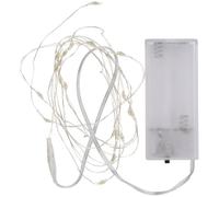 Arti Casa Iluminación navideña de alambre de cobre, 20 luces LED de color blanco cálido, longitud de 2,2 metros, función de temporizador de 6 horas, apta para interiores, IP20, funciona con pilas