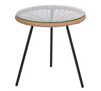 Arti Casa Mesa Auxiliar Acapulco Mesa Baja Redonda de Cristal y Metal - Mesa pequeña Ø44 x 47 cm - Diseño Moderno
