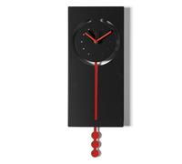 Arti & Mestieri Omega - Reloj de péndulo de pared de diseño, 100% fabricado en Italia, de hierro, 20 x 53 cm (negro y rojo)