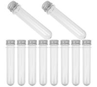 Artibetter 10 Piezas Tubo de Ensayo de Plástico Portátil, Tubo de Plástico Transparente, 40ml, Plata, Reutilizable, Bote para Chuches, Botella de Deseos para Fiestas y Decoración