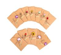 Artibetter 12 Tarjetas de Felicitación Hechas a Mano con Flores Secas y Sobres de Papel Kraft Marrón para Expresar Emociones y Bendiciones Varios estilos