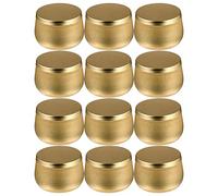 Artibetter 12 Unidades de Lata de 8Oz para Velas con Tapas Recipientes Redondos para Velas Tarros Metálicos para Manualidades Almacenamiento de Regalos Y Más (Dorados)