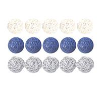 Artibetter 15 Piezas de Bolas de Ratán Bola de Vid Decorativa 5 Cm Bolas de Mimbre de Mimbre para Bricolaje Artesanía Jardín de Infantes Bar Decoración del Hogar (Azul + + Gris)